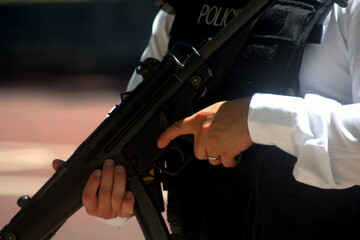 British armed police officer London England
