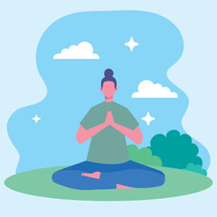 woman practicing yoga scene