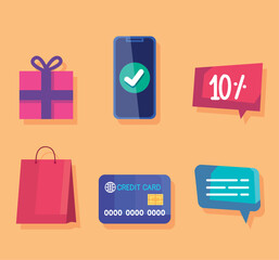 six ecommerce business icons