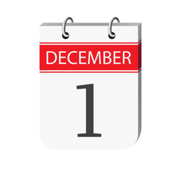 World aids day, 1 december calendar page. 3d one day calendar appointment, schedule illustration.