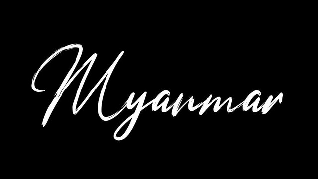 Myanmar text sketch writing video animation 4K