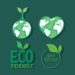 four eco friendly icons