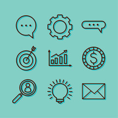 nine bussines concept icons