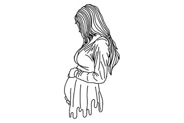 Pregnant Mother Line Art Vector