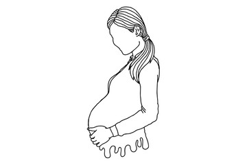 Pregnant Mother Line Art Vector