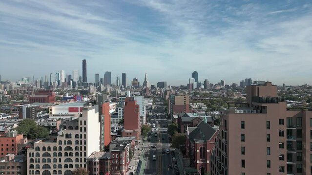 view of downtown Brooklyn descending over 4th Ave.