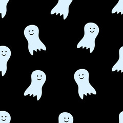 Halloween seamless pattern with bone on black background Vector illustration Texture for wrapping and fabric