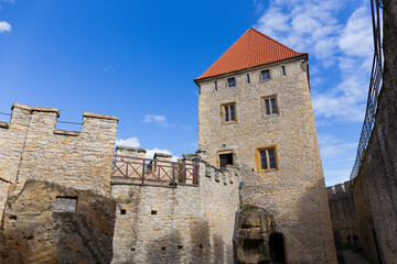 Fototapeta na wymiar Kokorin Castle from the first half 14th century and its surroundings. Gothic castle is located in the Village Kokorin, Protected landscape area, in the Central Bohemian Region, Czech Republic