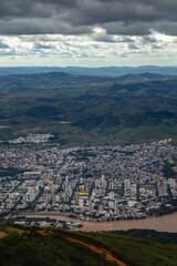 panoramic view of Governador Valadares city from the top of Ibituruna peak, Minas Gerais State, Brazil