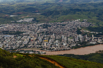 panoramic view of Governador Valadares city from the top of Ibituruna peak, Minas Gerais State, Brazil