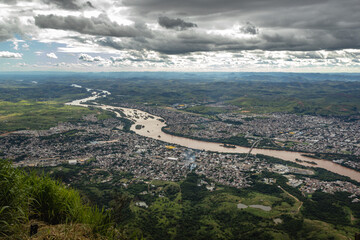 Fototapeta na wymiar panoramic view of Governador Valadares city from the top of Ibituruna peak, Minas Gerais State, Brazil