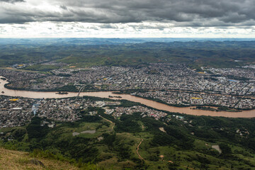 panoramic view of Governador Valadares city from the top of Ibituruna peak, Minas Gerais State, Brazil