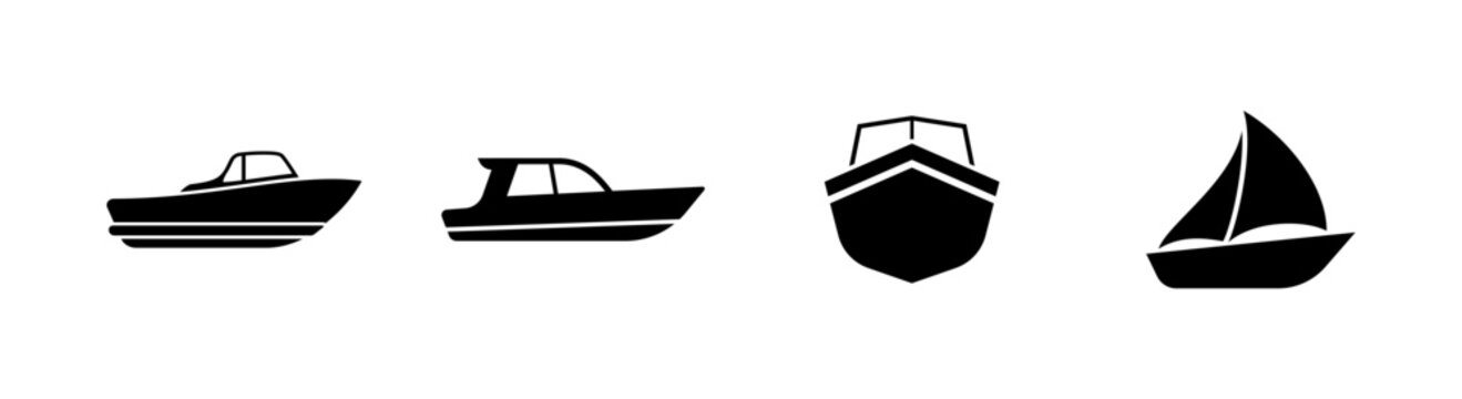 Boat icon set of 4, design element suitable for websites, print design or app