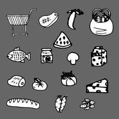 groceries on a gray background,vector