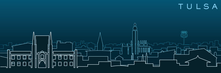 Tulsa Multiple Lines Skyline and Landmarks