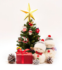 Celebrate christmas and happy new year on white.