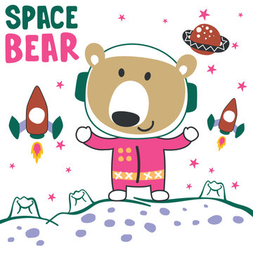 Vector illustration of cute cartoon astronauts little animal in space, suitable for stickers and t shirts kids baby, t shirt print design, fashion graphic and other decoration.