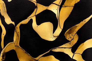 背景素材:高級感のある金色と黒色のペイント背景
