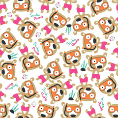 Naklejka premium Cute animal in snorkel mask diving in the sea isolated on white background illustration vector Can be used for t-shirt print, vector childish background for fabric textile, and other decoration