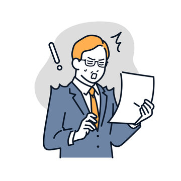 recommend clip art: 書類を見て青ざめる経営者のシンプルなベクターイラスト素材
