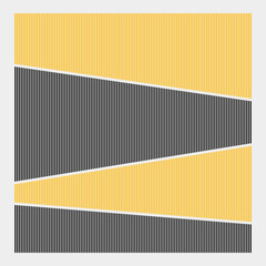 Abstract yellow and black vertical bars organized into rows that cut across at an angle on a white background