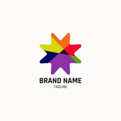 Obraz premium Abstract colorful octagram logo with gear-like shape.