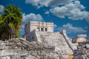 The castle, Mayan Ruins in Tulum, Riviera Maya, Yucatan, Caribbean Sea Mexico