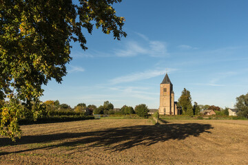 Dutch landscape with a church in the village of Herveld, Gelderland, The Netherlands