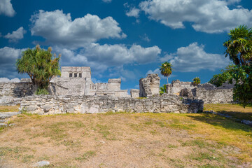 The castle, Mayan Ruins in Tulum, Riviera Maya, Yucatan, Caribbean Sea Mexico