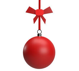 Red ball round sphere cylinder  bow christmas decoration ornament symbol merry christmas happy new year december january 2023 2024 celebration festival party event winter season xmas  element greeting