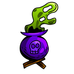 Cauldron with green composition