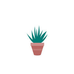 cactus in a pot indoor plant flat illustration