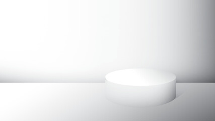 3d white background products display podium. Empty white shelf for exhibit.
