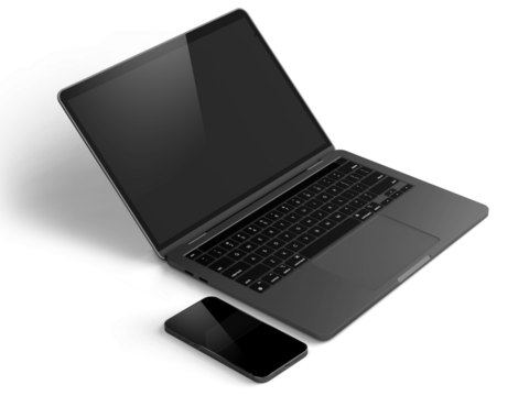 laptop with blank screen. Mock-up of computer monitor. Copyspace ready for design or text