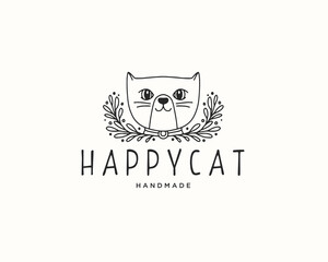 Cat Logo, Cute Cat, Happy Cat, 