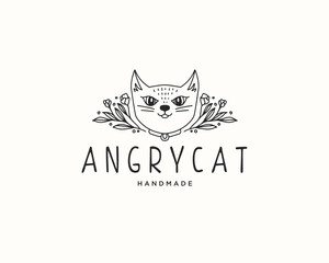 Cat Logo, Cute Cat, Happy Cat, 