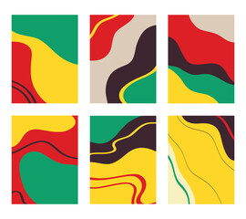 Obraz premium Vector illustration of set of colorful creative collages with chaotic pattern as abstract background