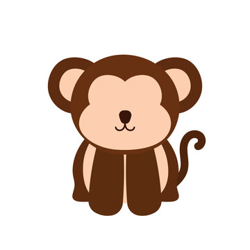 Cute Little Monkey Sitting Wild Animal in Animated Cartoon Vector Illustration