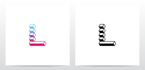 Square Horizontal Bar Letter Logo Design L