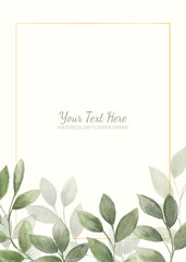 Obraz premium Manual painted of aesthetic leaves watercolor as background frame.