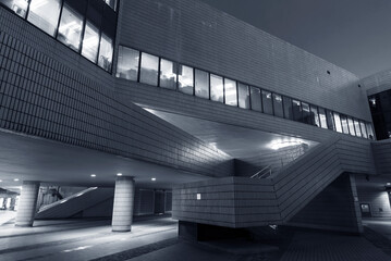 Exterior of modern building at night