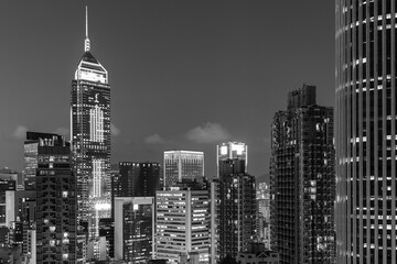 Skyline of downtown of Hong Kong city at night