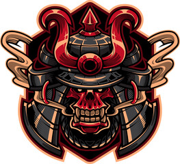 Samurai skull head mascot