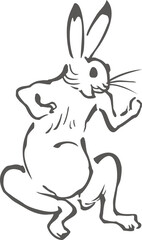 鳥獣戯画のウサギのイラスト
