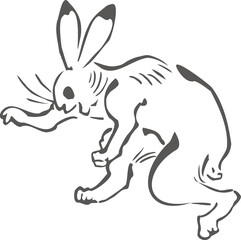 Fototapeta na wymiar 鳥獣戯画のウサギのイラスト