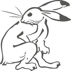 鳥獣戯画のウサギのイラスト