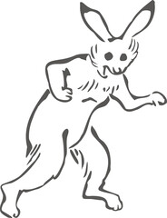 鳥獣戯画のウサギのイラスト