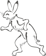 Obraz na płótnie Canvas 鳥獣戯画のウサギのイラスト