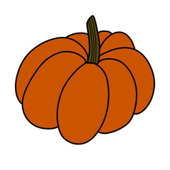 illustration of a hand drawn pumpkin, no background