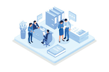 Obraz na płótnie Canvas Financial consultation concept. Can use for web banner, infographics, hero images, isometric vector modern illustration
